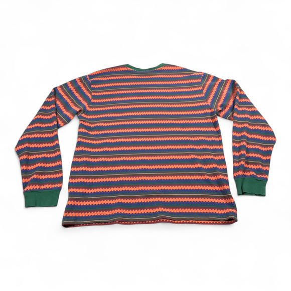 Obey Shirt Adult LARGE Green Striped Geometric Ringer Skate Streetwear Colorful - Picture 3 of 9